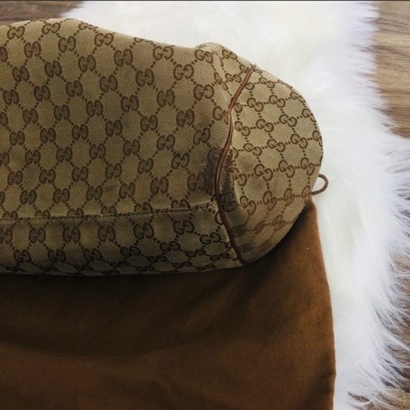 Large Gucci Sukey light brown/beige GG Monogram Canvas Leather Tote - Picture 6 of 8